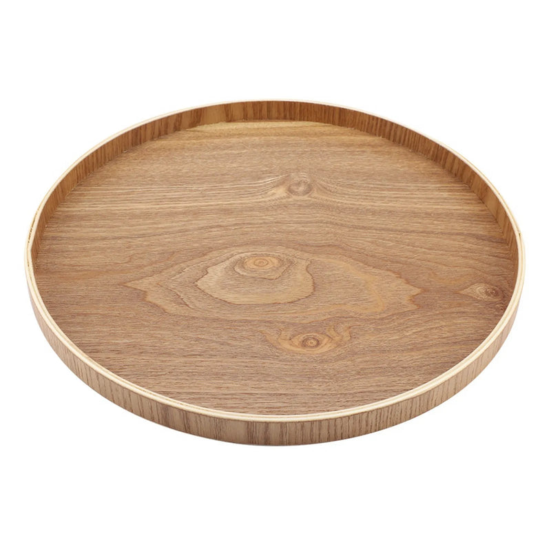 Bandeja de servicio de madera para té, frutas, dulces, comida, decoración del hogar, vajilla redonda, ensalada, plato de postre, accesorios de cocina