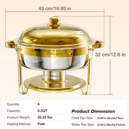 Chauffe-Plat Buffet Inox 6.5QT Rond Traiteur