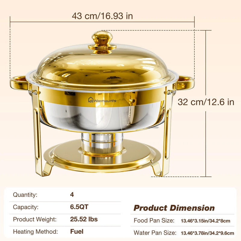 Chauffe-Plat Buffet Inox 6.5QT Rond Traiteur – mise en situation buffet de mariage