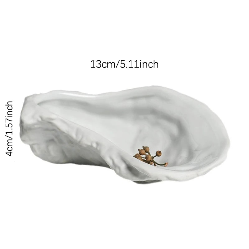 1 Plato de cerámica irregular, platos de postre con forma de ostra, bandeja para frutas y aperitivos, plato de cena, platos decorativos, cuenco para condimentos