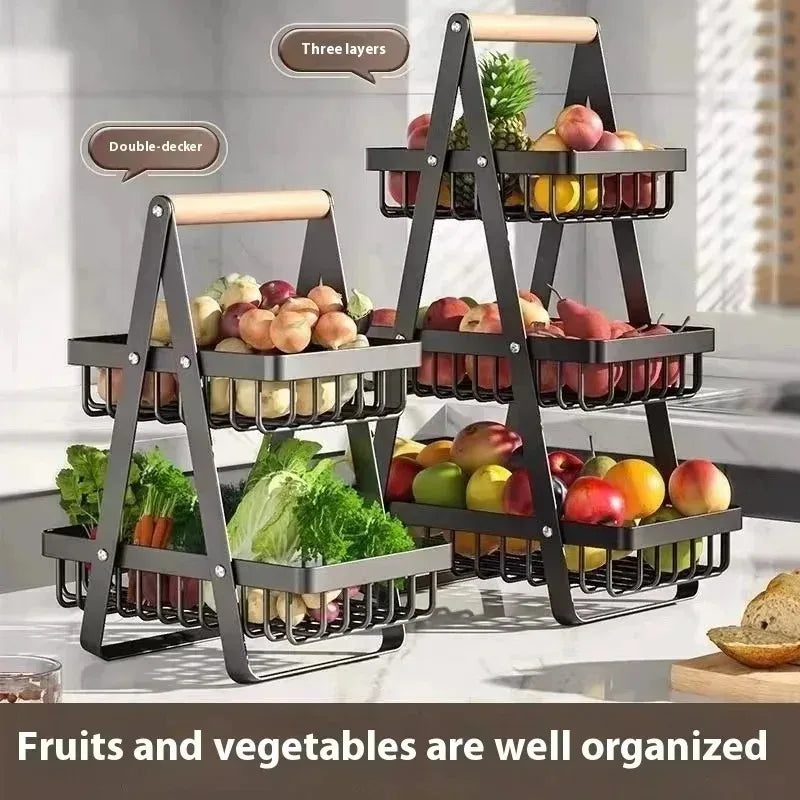 Estante creativo retro para cesta de frutas, organizador multicapa para almacenamiento de snacks y frutos secos en el hogar y la sala de estar