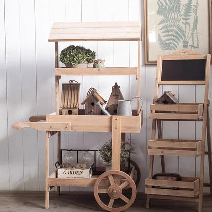 Présentoir Buffet Bois Rustique Chariot Boutique