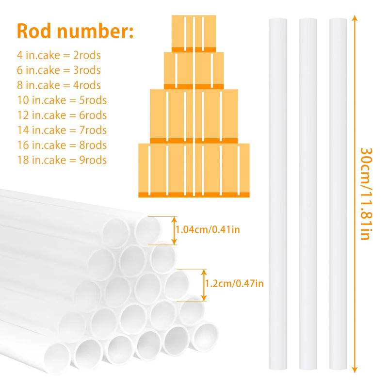 Soporte para pasteles, torre de postres de varios niveles, bases reutilizables para pasteles con 12 pilares de plástico, decoración de soporte para pasteles de cumpleaños