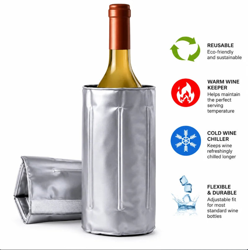 Seau à Champagne Manchon Rafraîchisseur Isotherme Argenté