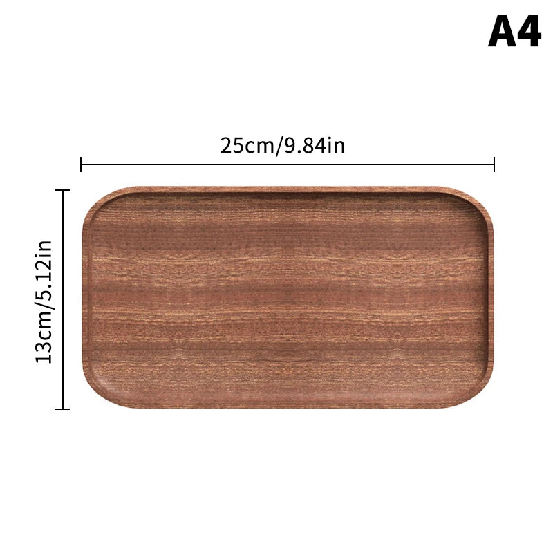 Bandeja de café de nogal tamaño grande, plato de madera para comida, taza, cena, pastel, pan, bandeja de madera maciza, accesorios decorativos de cocina