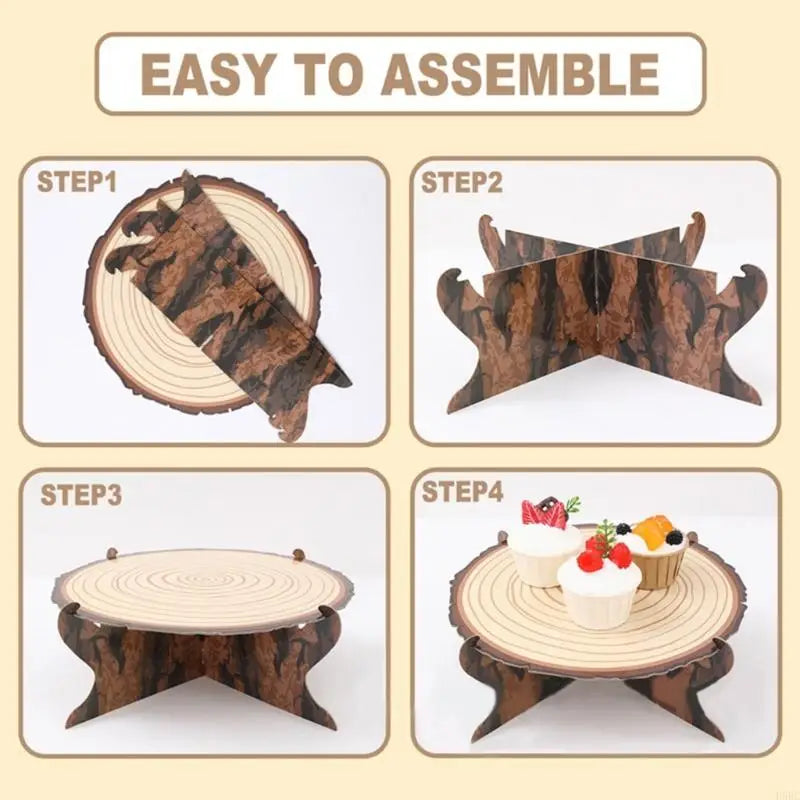 Présentoir Gâteau Effet Rondin de Bois
