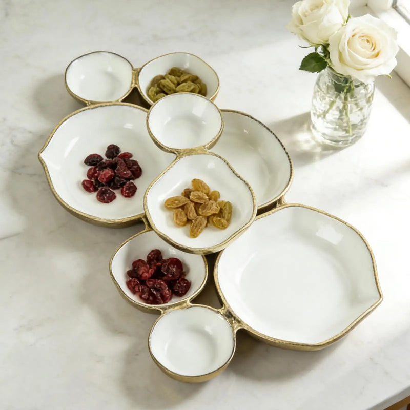 Cuencos de servir, plato de nueve compartimentos, decoración del hogar, bandeja de charcutería para aperitivos, frutos secos, patatas fritas, fruta, dulces, comidas, entremeses, comedor y fiestas