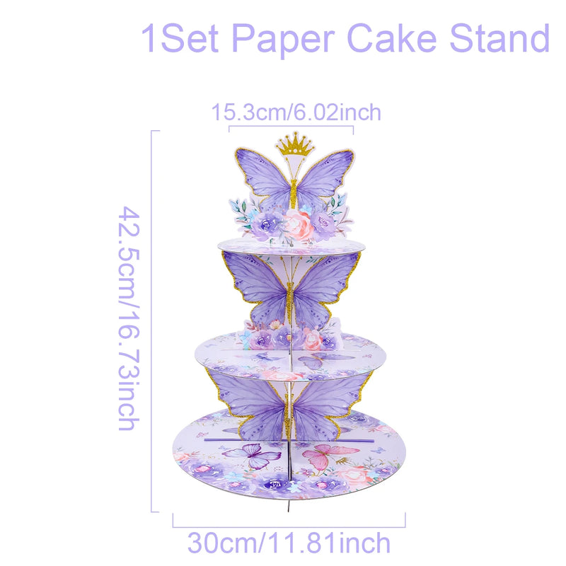 Présentoir Cupcake Papillon Violet