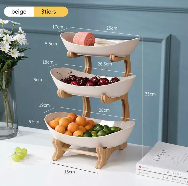 Frutero de 2/3 niveles para el hogar, sala de estar, plato de plástico para snacks, cesta creativa y moderna para frutos secos, plato para dulces, soporte para pasteles, ensaladera