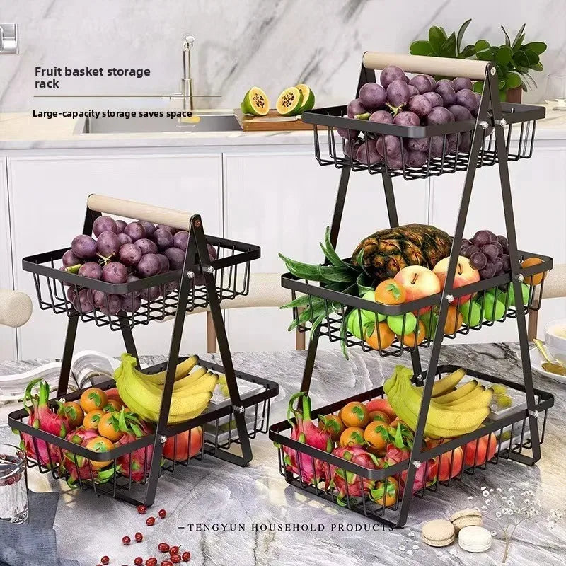 Estante creativo retro para cesta de frutas, organizador multicapa para almacenamiento de snacks y frutos secos en el hogar y la sala de estar
