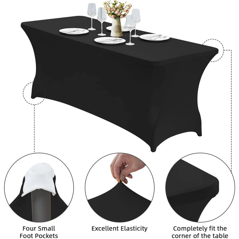 Mantel de licra ajustado, lavable y resistente a las arrugas, funda elástica rectangular para mesas de patio, ideal para eventos, bodas y fiestas