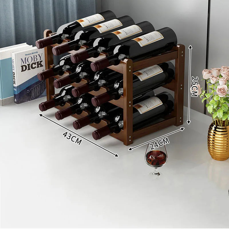 Botellero de vino tinto para decoración, estante de exhibición de rejilla para el hogar, botellero creativo de mesa, mueble de vino sencillo, almacenamiento ensamblable