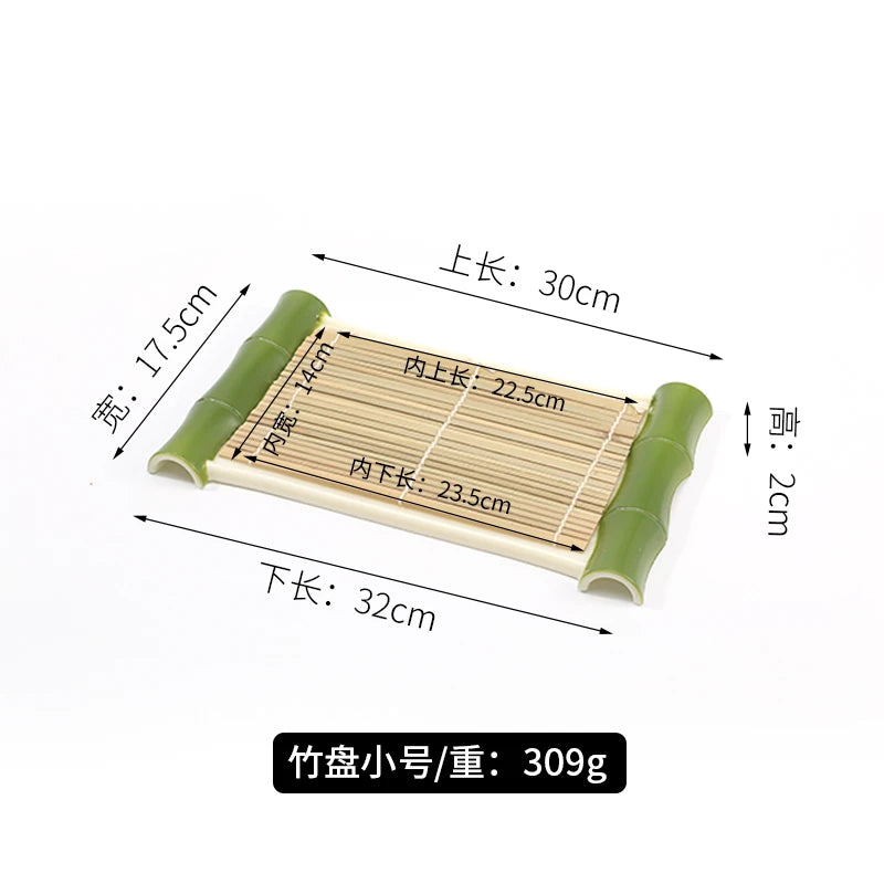 Plato creativo para hot pot japonés, plato de esterilla de bambú, plato para sashimi, vajilla comercial para restaurante de sushi