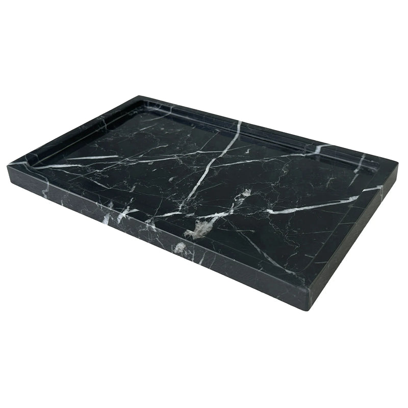 Bandeja de tocador de mármol natural de 10"x6", bandeja de piedra de mármol Calacatta Viola auténtica para baño/cocina/tocador