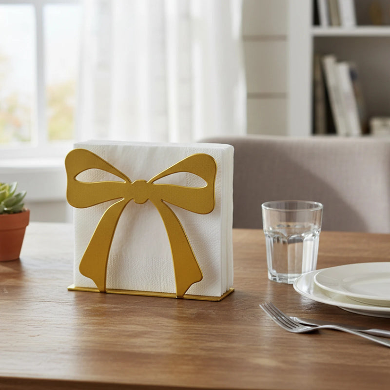 Servilletero de pie moderno para mesa, dispensador de servilletas de metal con forma de lazo para cocina, cafetería y comedor