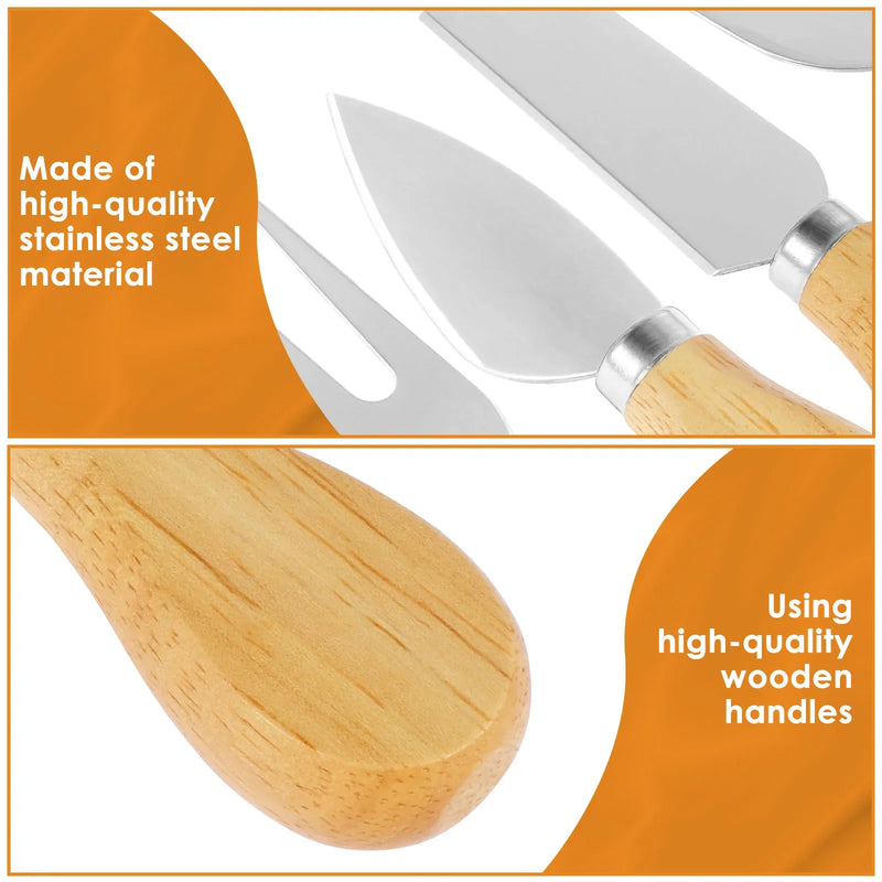 Juego de 16 cuchillos para queso, cortador y esparcidor de mantequilla de acero inoxidable, cortador de queso portátil, tenedor para queso para fiestas, bodas y Navidad