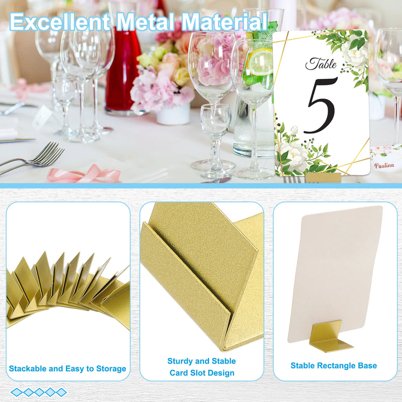 10/20 piezas Soporte para tarjetas de lugar de 1.4 pulgadas, soporte de metal en forma de L para letreros de mesa, soportes para números de mesa, soportes para tarjetas de nombre para exhibición de fotos y menús