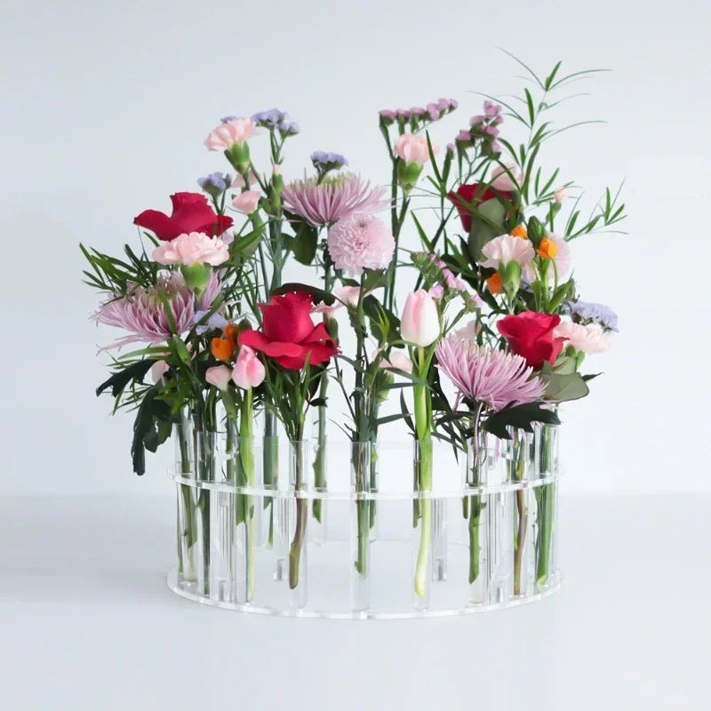 Présentoir Gâteau Mariage Acrylique Porte-Fleurs Rond