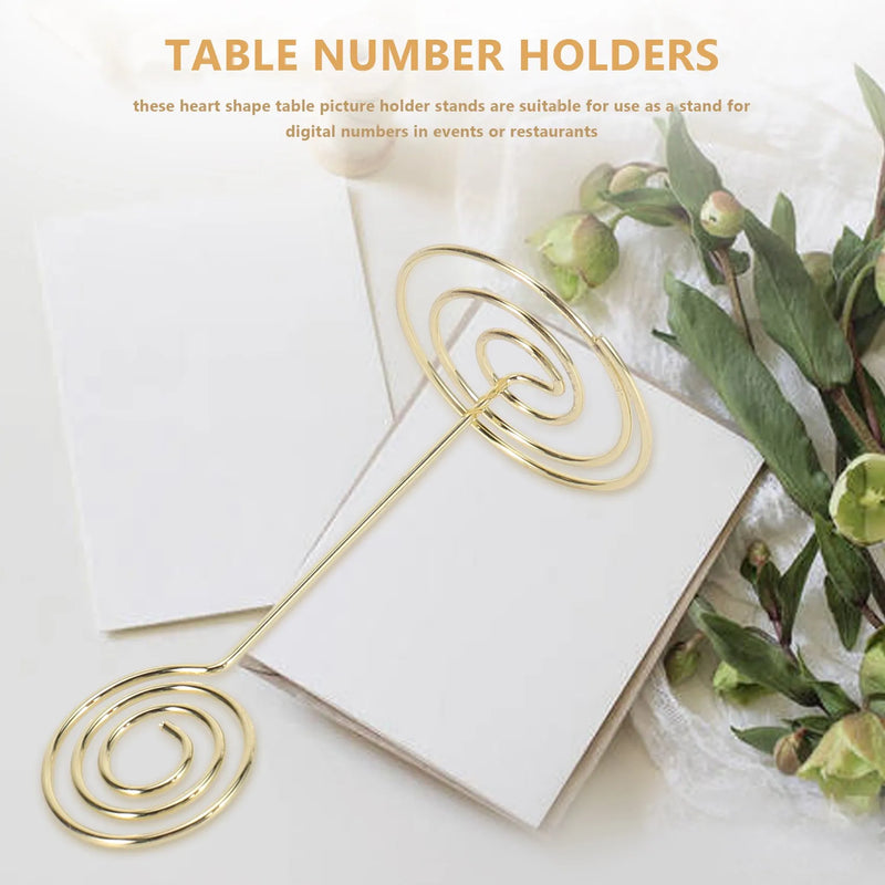 Paquete de 12 soportes para números de mesa, tarjeteros para fotos, clips para menús de papel, forma circular (dorado)