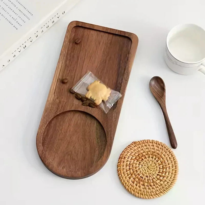 Bandeja de madera para café, bandeja de desayuno para servir comida, hostelería, artículos de café, artículos de té, decoración, accesorios de decoración de mesa