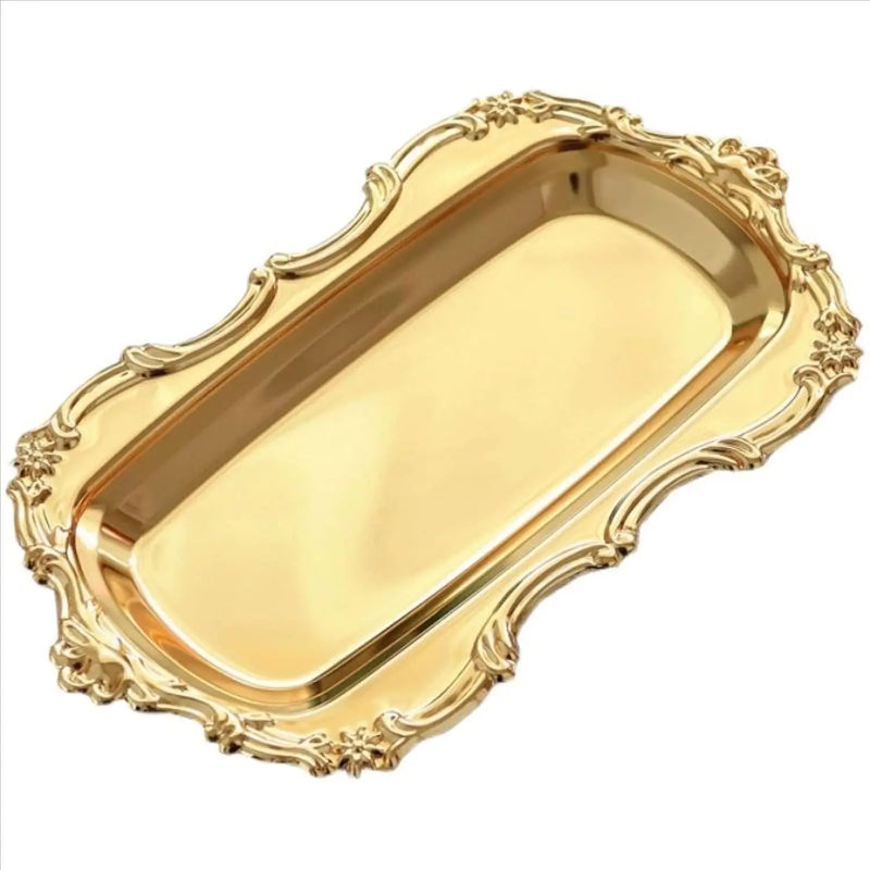 Bandeja de servicio vintage de plata, multifuncional para té, postres o joyas, ideal para bodas y fiestas