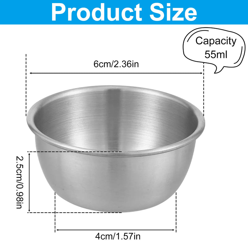 Juego de 12 cuencos para salsa de acero inoxidable 304, tazas para mojar redondas, recipientes para condimentos reutilizables de 45/55 ml
