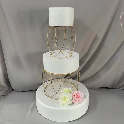 Présentoir Gâteau Métal Doré Mariage Élégant