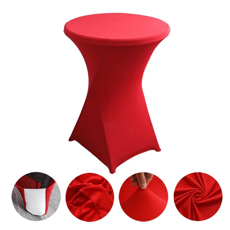 Mantel elástico para decoración de bodas, funda para mesa de cóctel, licra elástica, mesa alta, hotel, fiesta de cumpleaños, varios colores