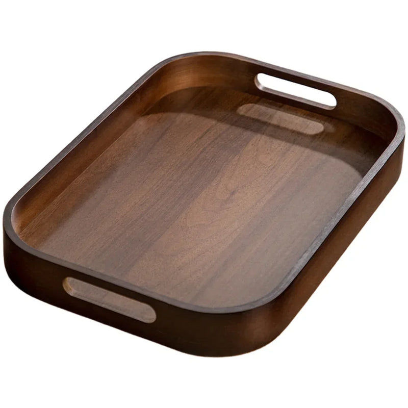 Bandeja de té de madera con asas, plato multiusos para servir aperitivos, frutas, café, bandeja de madera para el desayuno