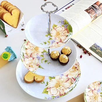 Présentoir Gâteau Porcelaine Floral