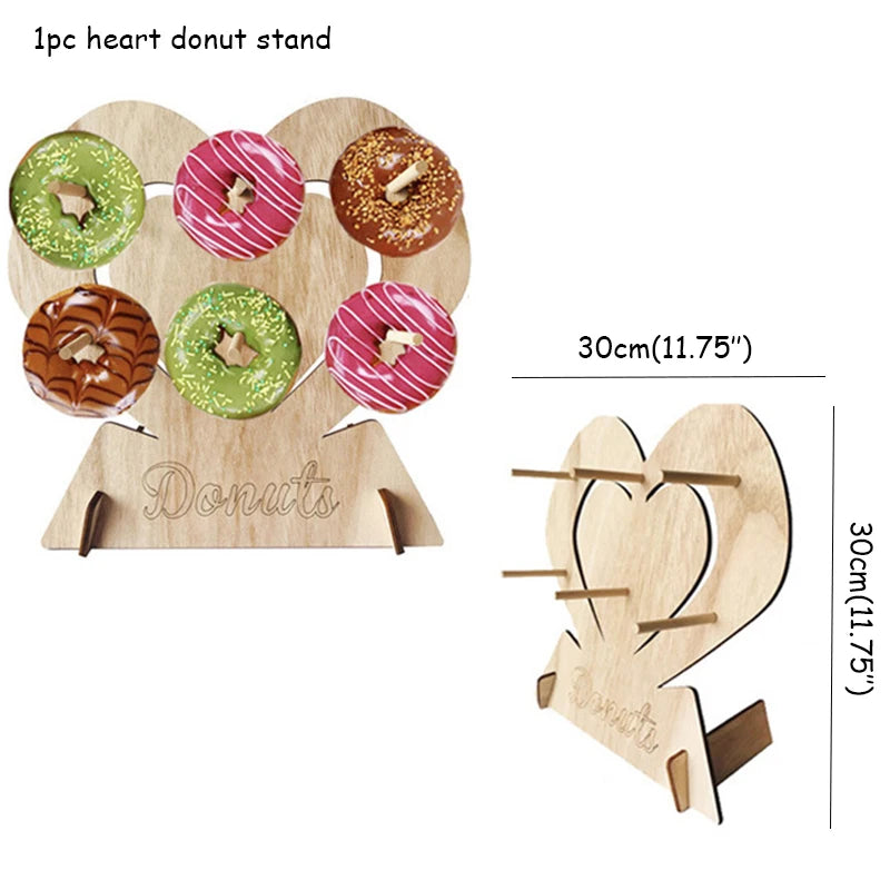 Présentoir Mural Donuts Cœur Bois