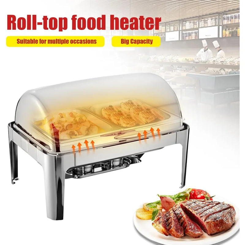 Chauffe-Plat Roll Top Inox Grande Capacité Buffet