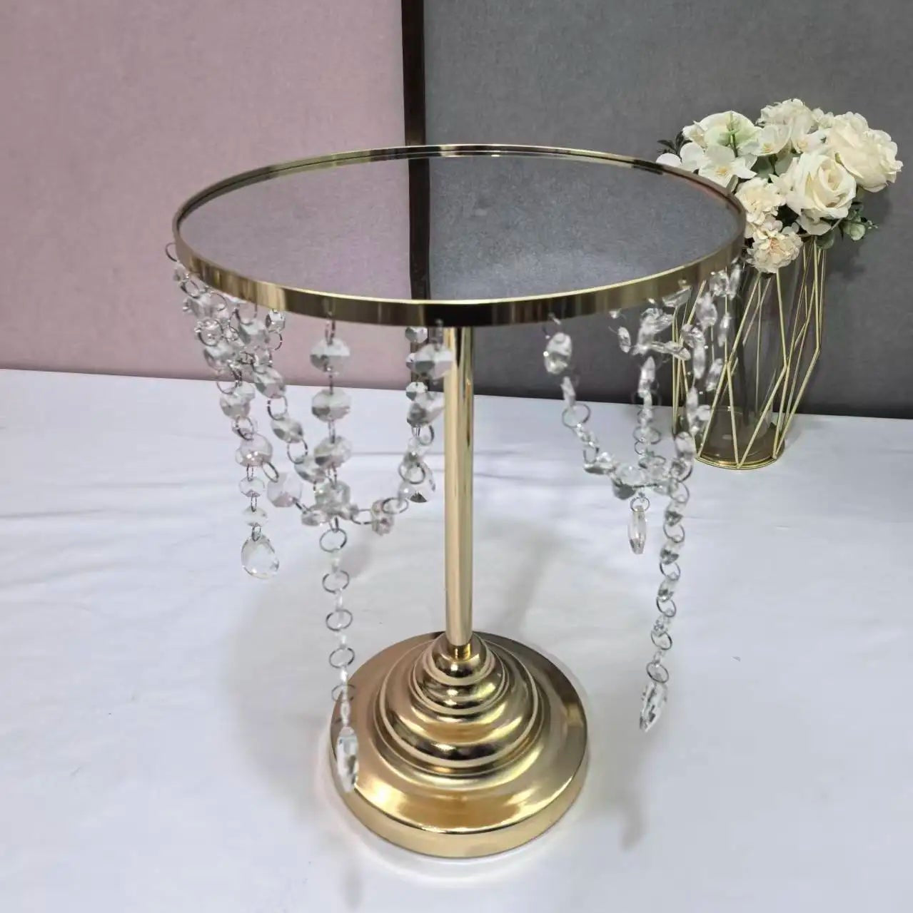 Présentoir Gâteau Cristal Doré