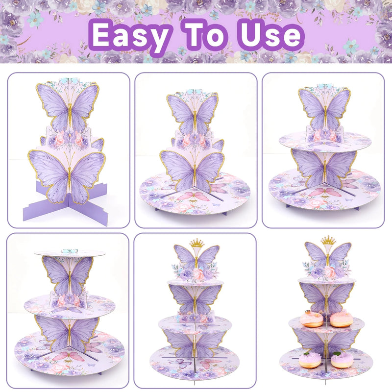Présentoir Cupcake Papillon Violet