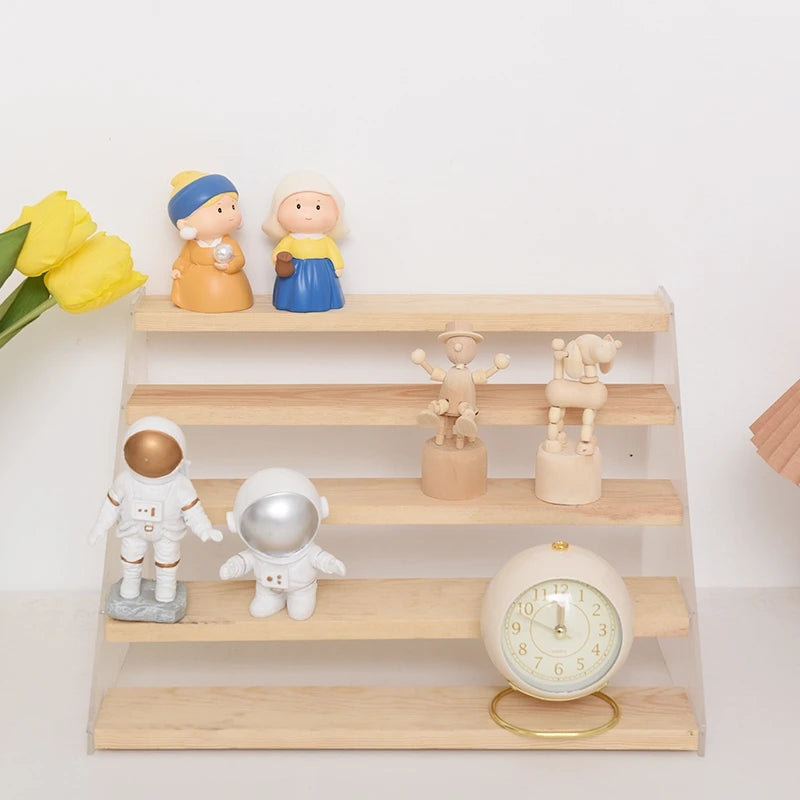 Présentoir Étagé Bois Acrylique Buffet Multi-Niveaux