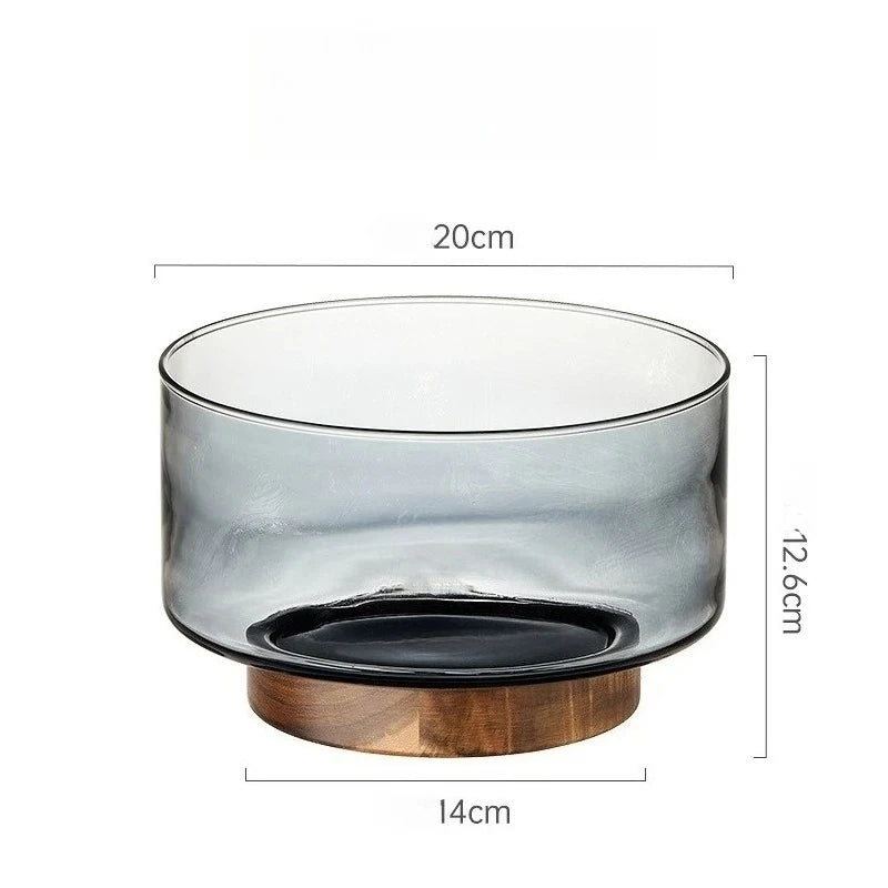 Coupe Fruits Bois Acacia Verre