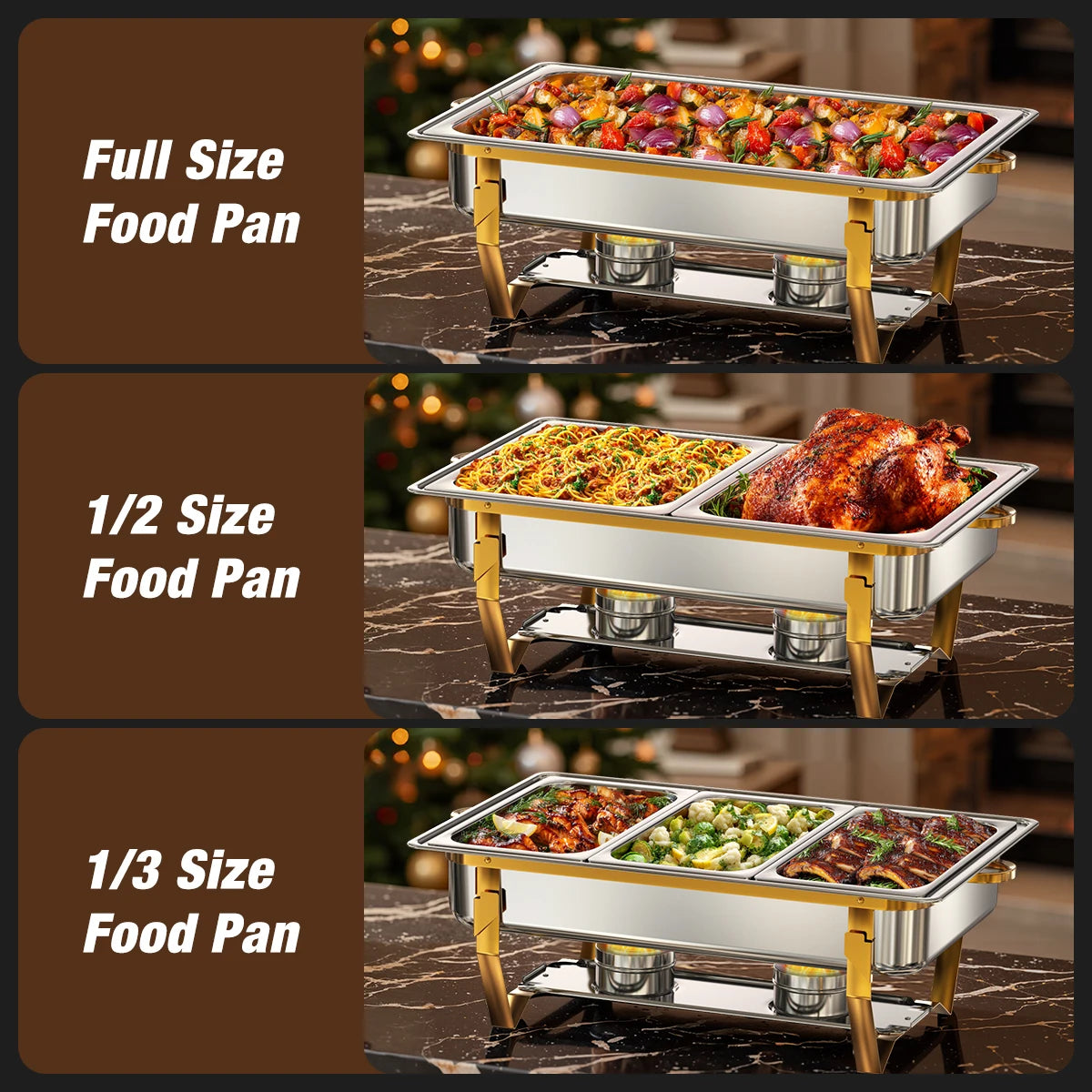 Chauffe-Plat Buffet Inox Doré 8 Litres