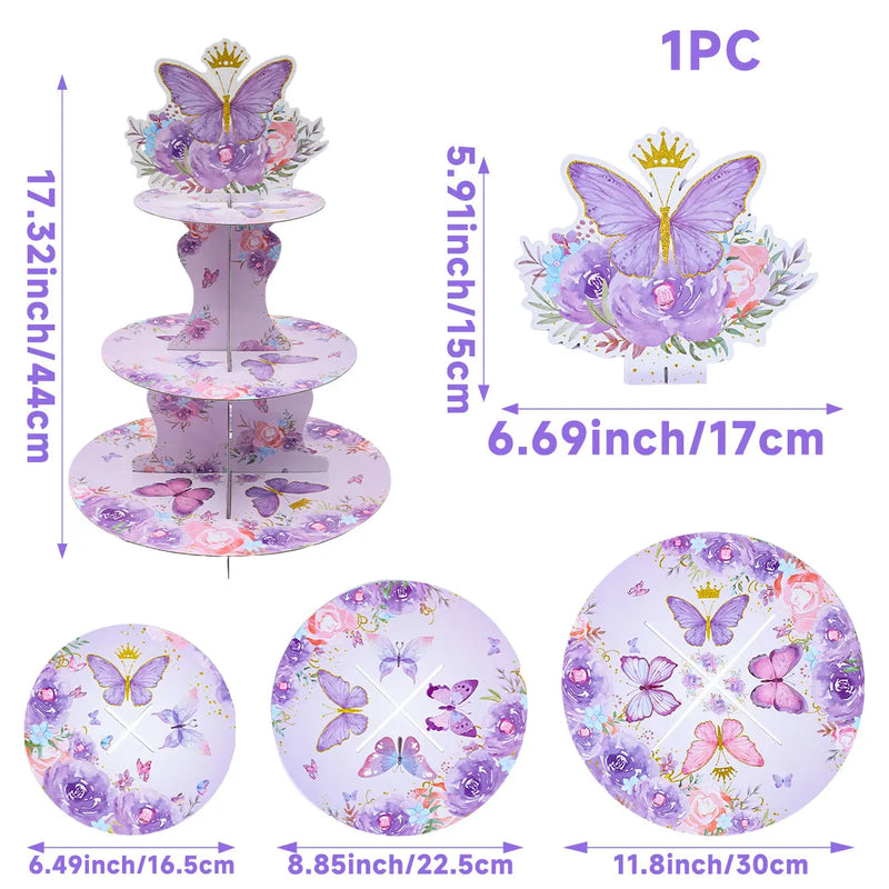 Présentoir Cupcake Papillon Violet