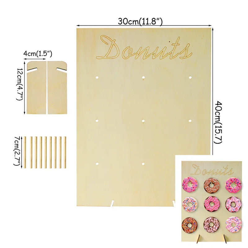 Mur de Donuts Rustique en Bois