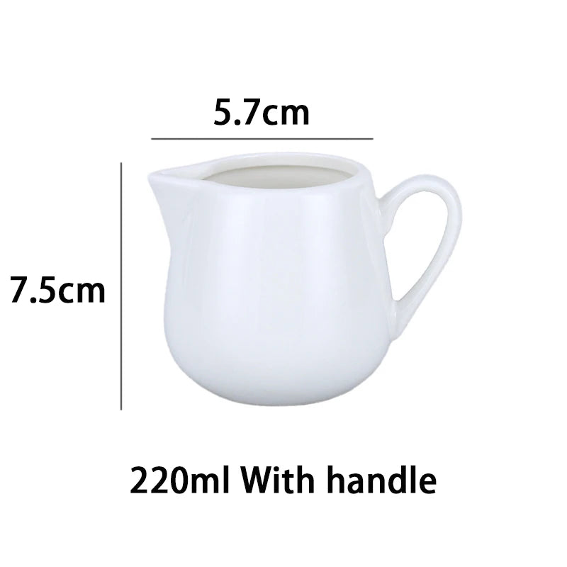 Jarra de leche de cerámica YWDL de 50/100/220 ml para café espresso, crema, cocina, salsa, taza de servicio, jarra resistente al calor, blanca