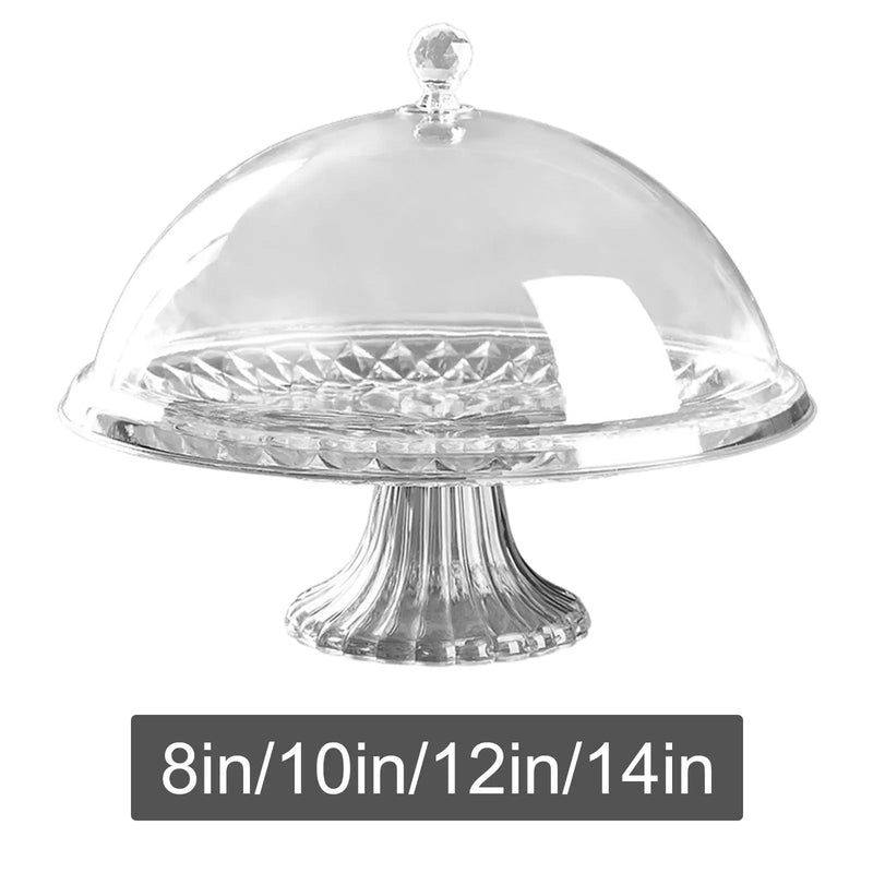 Plato para pasteles con tapa, bandeja duradera para pasteles, bandeja para aperitivos, engrosada, transparente, portátil, a prueba de polvo, soporte para pasteles para festivales y cocinas