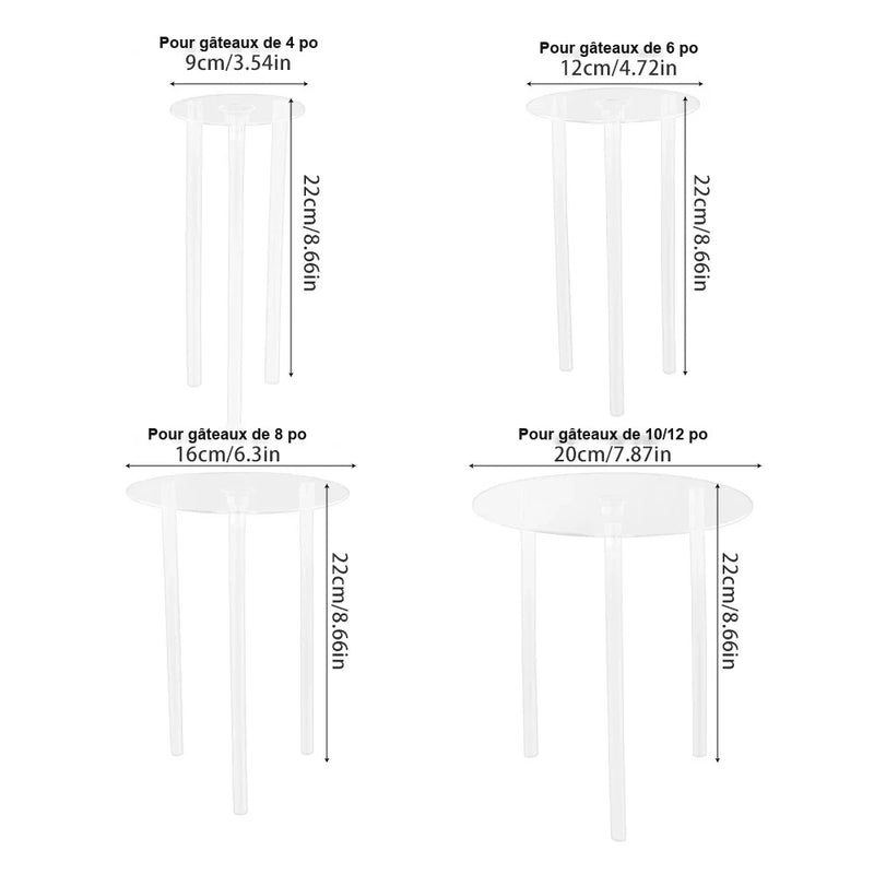 Soporte para pasteles, torre de postres de varios niveles, bases reutilizables para pasteles con 12 pilares de plástico, decoración de soporte para pasteles de cumpleaños