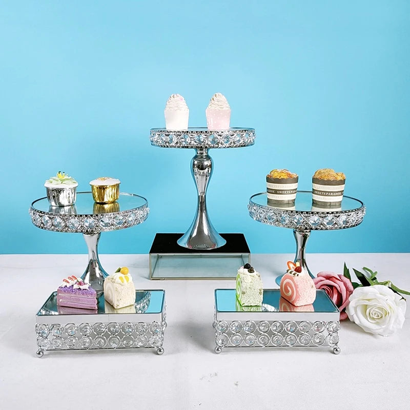 Présentoir Gâteaux Miroir Doré Mariage