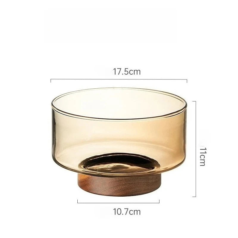 Coupe Fruits Bois Acacia Verre
