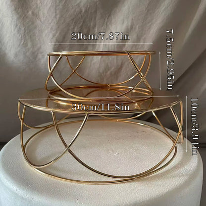 Présentoir Gâteau Métal Doré Mariage Élégant