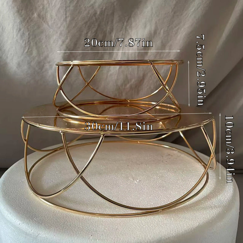 Présentoir Gâteau Métal Doré Mariage Élégant – élément déco fête baby shower