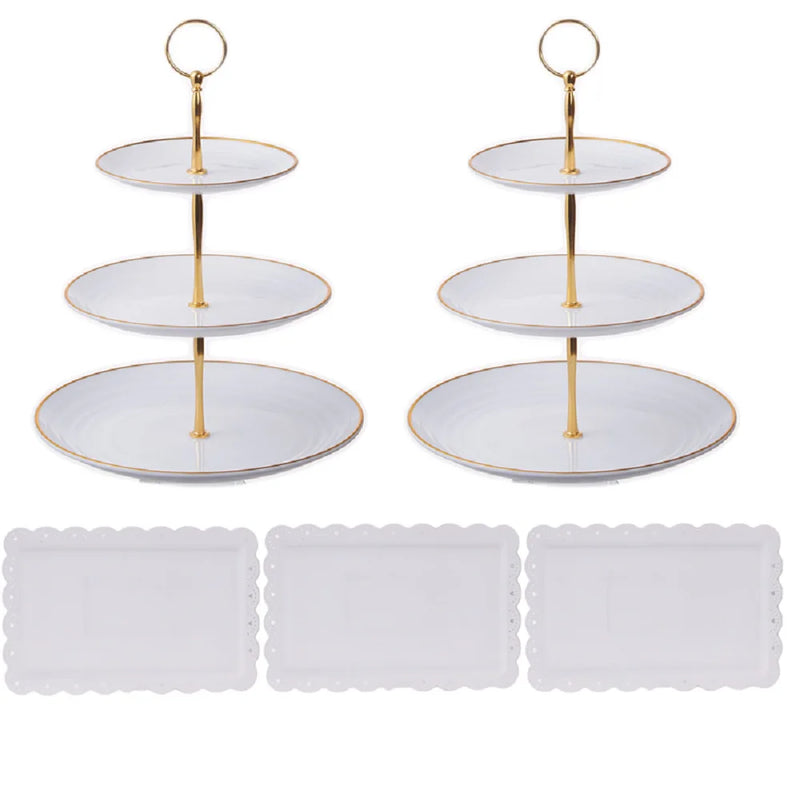 Présentoir Gâteau à Étages Blanc Ajouré
