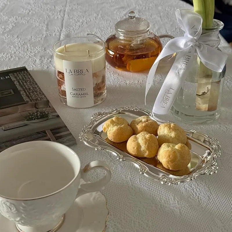 Bandeja de servicio vintage de plata, multifuncional para té, postres o joyas, ideal para bodas y fiestas