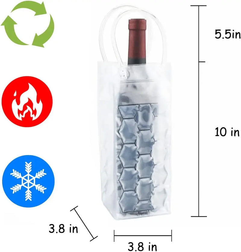Bolsa enfriadora de gel transparente para vino, enfriador de botellas para vino tinto, blanco, champán o espumoso