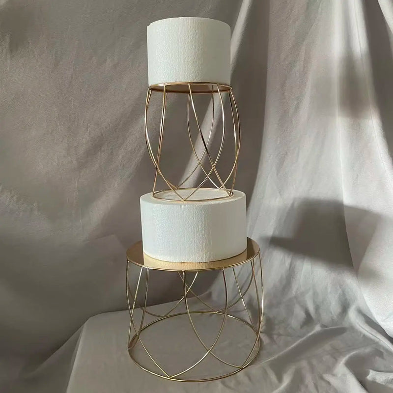 Présentoir Gâteau Doré Spirale Mariage